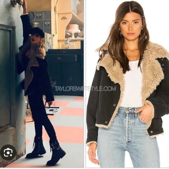 Free People Black Owen’s Sherpa Jacket - XS  as seen on Taylor Swift - Picture 2 of 12